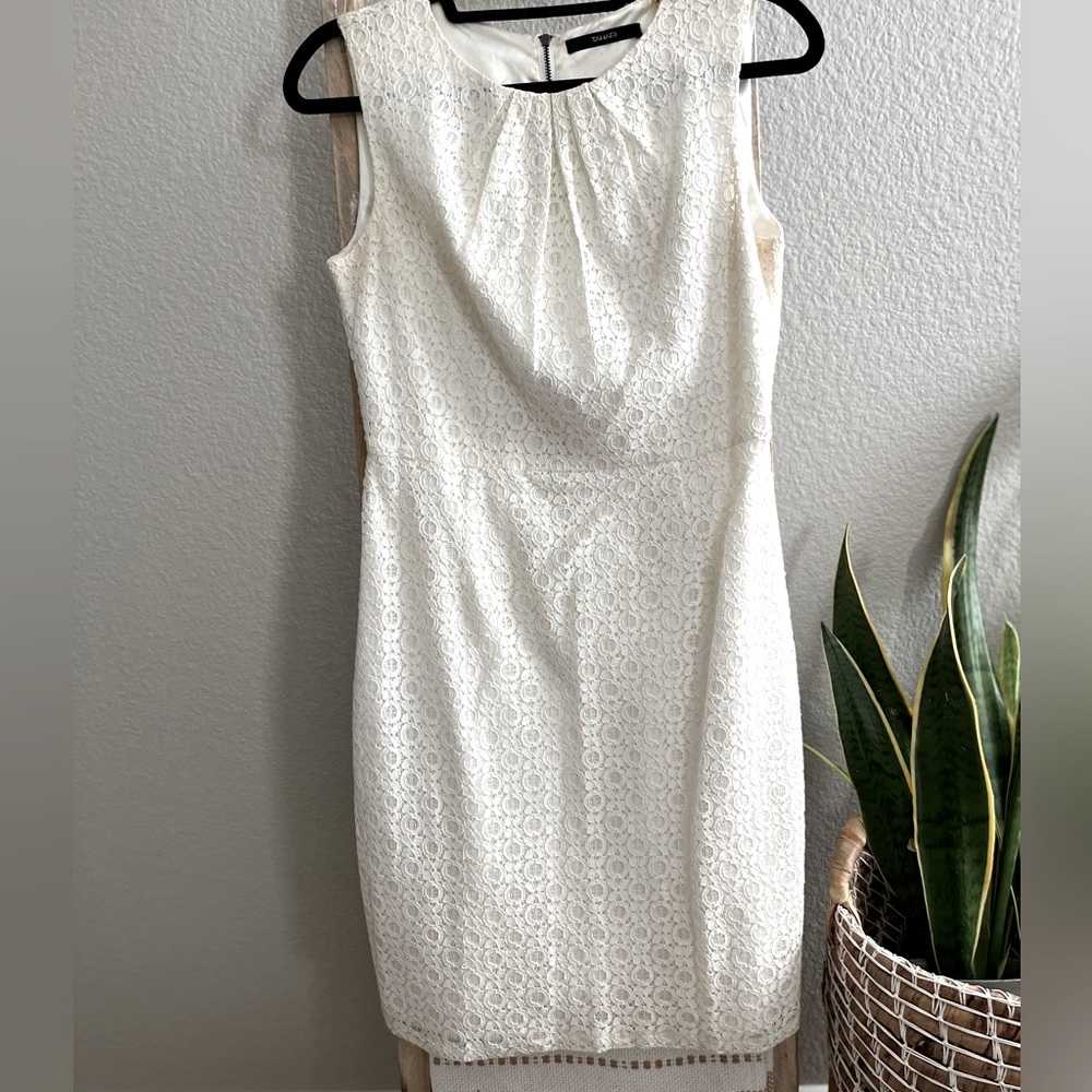 White embroidered TAHARI dress
